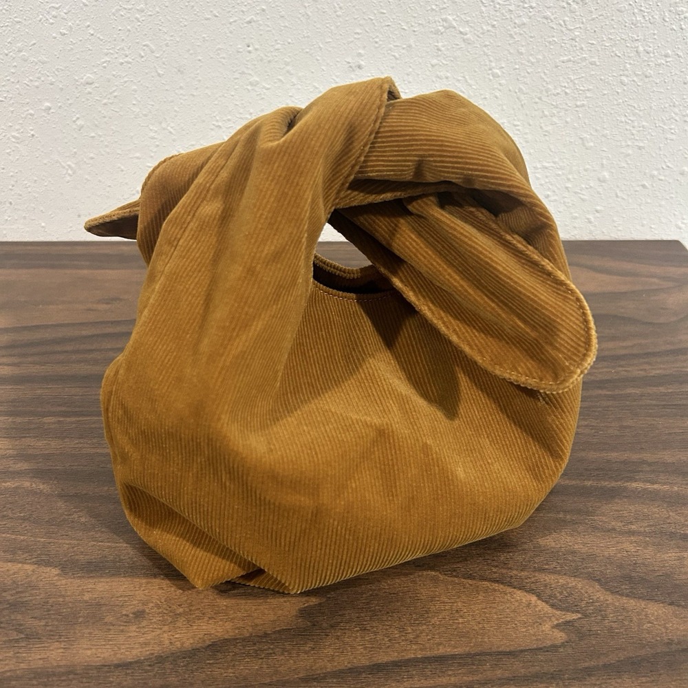 MERIT Signature Bag Brown Corduroy Knotted Cosmetic Makeup Pouch Knot Bag Beauty